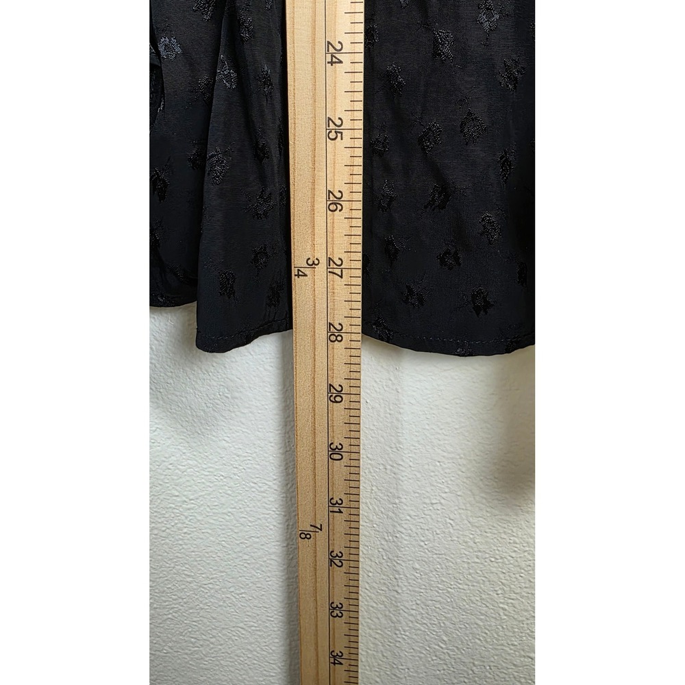 WAYF Mini Dress Womens Size S Black Jacquard Ruffle Square Neck Puff Sleeve - Picture 8 of 15